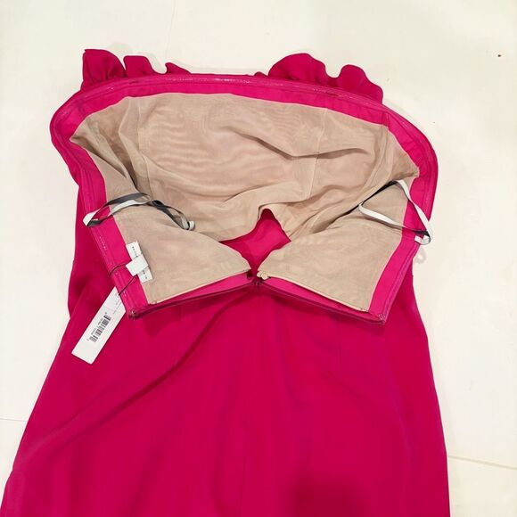 NWT MONIQUE LHUILLIER Gemma Crepe Gown Hot Pink $595.00 - Picture 8 of 11